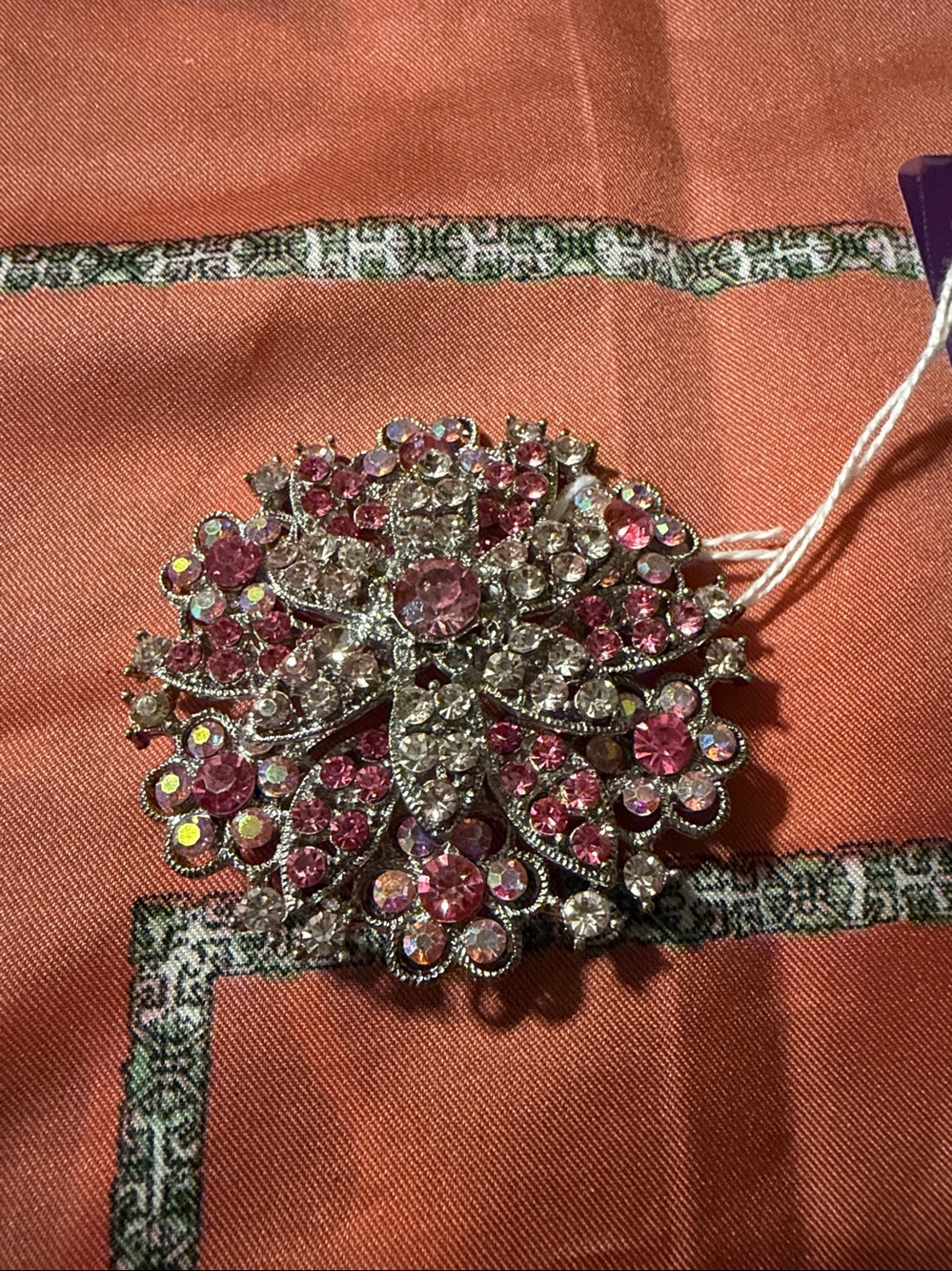Sparkling Pink Crystal Floral Brooch - Unbranded - 117
